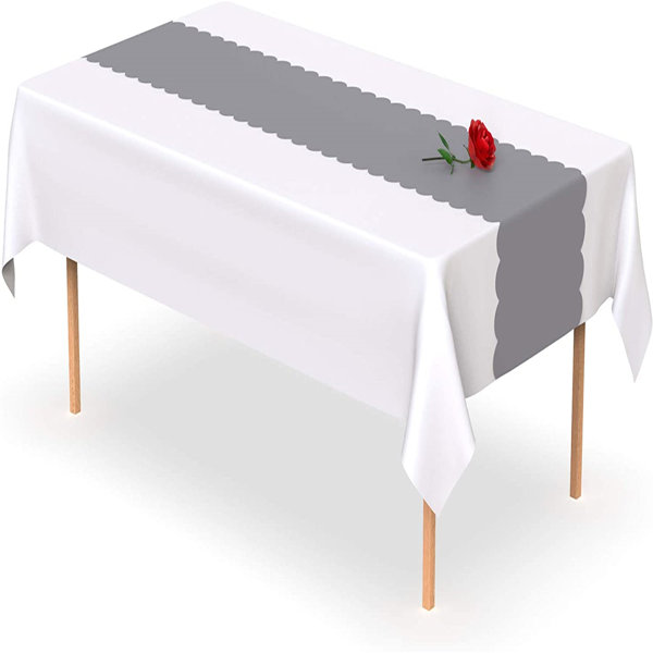 Latitude Run® Silver Grey Scallop Disposable Table Runner. 5 Pack 14 X 108 Inch. Plastic Table